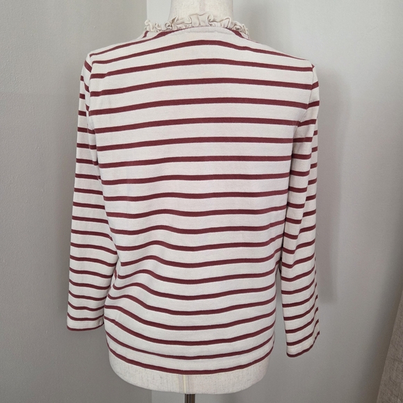 Sezane Gael Mariniere Striped Button Down Top, Rosewood, Medium - Picture 5 of 13